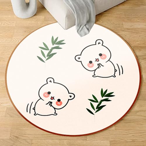 Outdoor Teppich Rund Beige Tierblätter Teppiche Wohnzimmer Schlafzimmer Kinderzimmer für Garten Terrasse Flauschiger Teppich Waschbar in Waschmaschine 40 cm von Homeyang