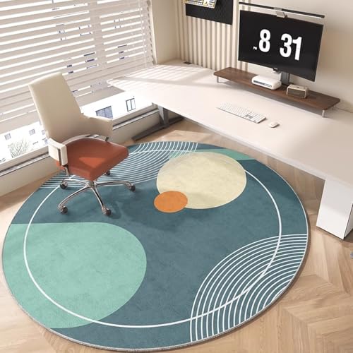 Outdoor Teppich Rund Blaue Geometrische Linien Teppich Wohnzimmer Schlafzimmer Kinderzimmer Indoor Flauschiger Weich Anti Rutsch Dekoration Waschbare Teppiche Runde 60 cm von Homeyang
