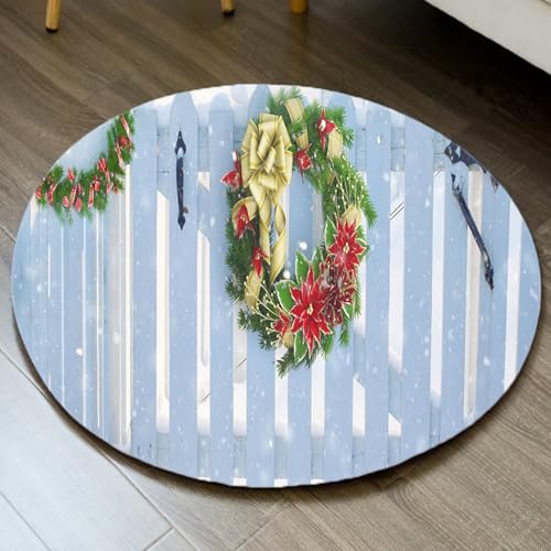 Outdoor Teppich Rund Blaue Weihnachtsblumen Teppiche Wohnzimmer Schlafzimmer für Garten Terrasse Heimdekoration Flauschiger Teppich Waschbar in Waschmaschine 40 cm Outdoor Teppich Rund Blaue Weihnachtsblumen Teppiche Wohnzimmer Schlafzimmer für Garten Terrasse Heimdekoration Flauschiger Teppich Waschbar in Waschmaschine 40 cm von Homeyang