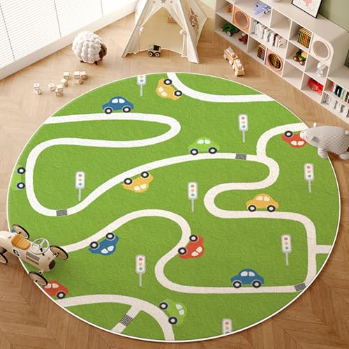 Outdoor Teppich Rund Cartoon Grün Teppiche Wohnzimmer Schlafzimmer Kinderzimmer für Garten Terrasse Flauschiger Teppich Waschbar in Waschmaschine 40 cm von Homeyang