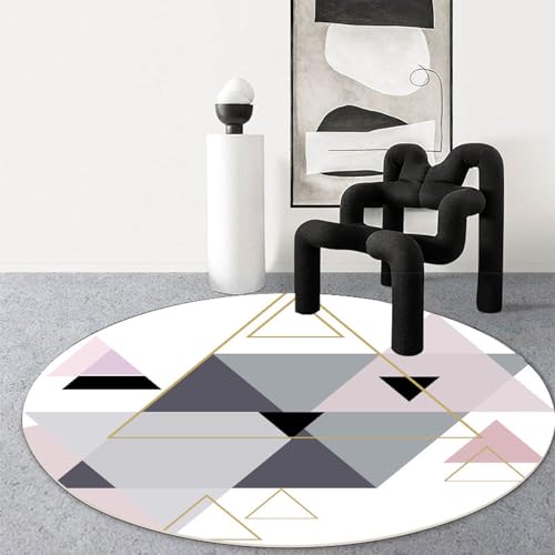 Outdoor Teppich Rund Dreieckig Grau Rosa Teppiche Wohnzimmer Schlafzimmer Kinderzimmer für Garten Terrasse Flauschiger Teppich Waschbar in Waschmaschine 40 cm von Homeyang