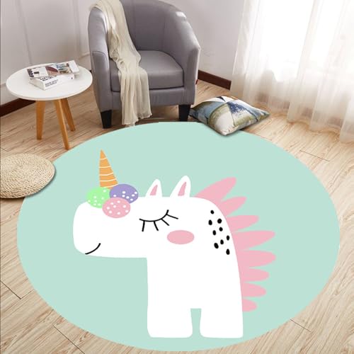 Outdoor Teppich Rund Einhorn Grün Rosa Teppich Wohnzimmer Schlafzimmer Kinderzimmer Indoor Flauschiger Weich Anti Rutsch Dekoration Waschbare Teppiche Runde 40 cm von Homeyang