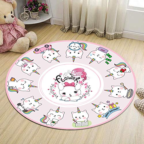 Outdoor Teppich Rund Einhorn Rosa Katze Teppich Wohnzimmer Schlafzimmer Kinderzimmer Indoor Flauschiger Weich Anti Rutsch Dekoration Waschbare Teppiche Runde 40 cm von Homeyang