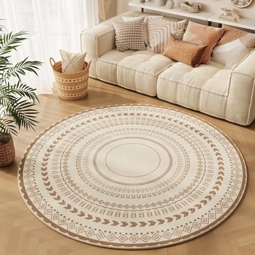 Outdoor Teppich Rund Eleganter Beige Kreis Teppich Wohnzimmer Schlafzimmer Kinderzimmer Indoor Flauschiger Weich Anti Rutsch Dekoration Waschbare Teppiche Runde 40 cm von Homeyang