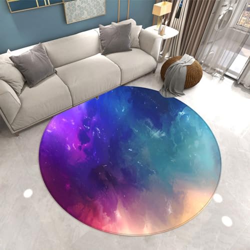 Outdoor Teppich Rund Elegantes Blaues Lila Teppich Wohnzimmer Schlafzimmer Kinderzimmer Indoor Flauschiger Weich Anti Rutsch Dekoration Waschbare Teppiche Runde 40 cm von Homeyang