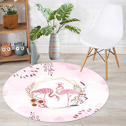 Outdoor Teppich Rund Flamingo Rosa Blätter Teppich Wohnzimmer Schlafzimmer Kinderzimmer Indoor Flauschiger Weich Anti Rutsch Dekoration Waschbare Teppiche Runde 60 cm von Homeyang