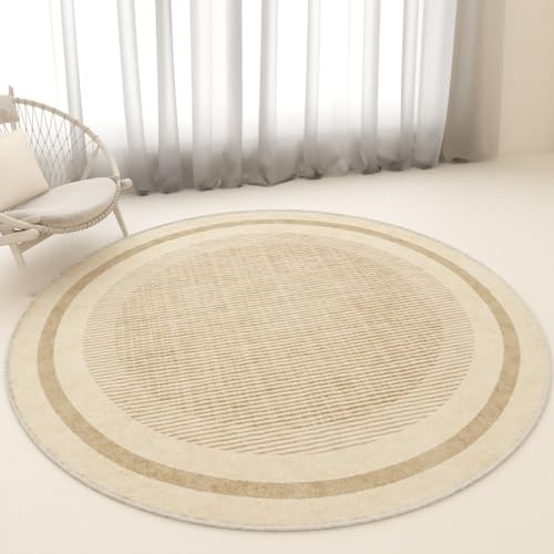 Outdoor Teppich Rund Gelb Gestreift Beige Teppich Wohnzimmer Schlafzimmer Kinderzimmer Indoor Flauschiger Weich Anti Rutsch Dekoration Waschbare Teppiche Runde 60 cm von Homeyang