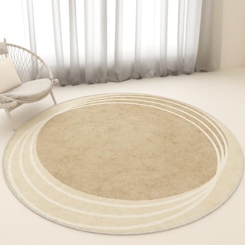 Outdoor Teppich Rund Geometrisches Beige Teppich Wohnzimmer Schlafzimmer Kinderzimmer Indoor Flauschiger Weich Anti Rutsch Dekoration Waschbare Teppiche Runde 60 cm von Homeyang