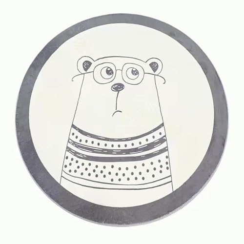 Outdoor Teppich Rund Grau Beige Bär Teppich Wohnzimmer Schlafzimmer Kinderzimmer Indoor Flauschiger Weich Anti Rutsch Dekoration Waschbare Teppiche Runde 40 cm von Homeyang