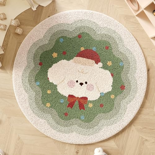 Outdoor Teppich Rund Grüner Bogen Hund Teppiche Wohnzimmer Schlafzimmer für Garten Terrasse Heimdekoration Flauschiger Teppich Waschbar in Waschmaschine 40 cm von Homeyang