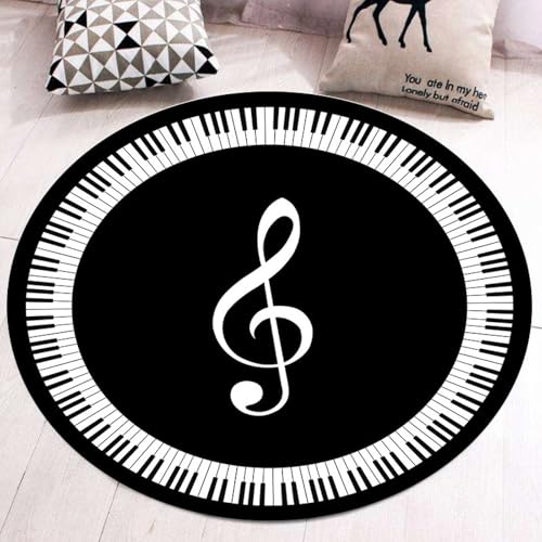Outdoor Teppich Rund Klavier Schwarze Noten Teppich Wohnzimmer Schlafzimmer Kinderzimmer Indoor Flauschiger Weich Anti Rutsch Dekoration Waschbare Teppiche Runde 40 cm von Homeyang