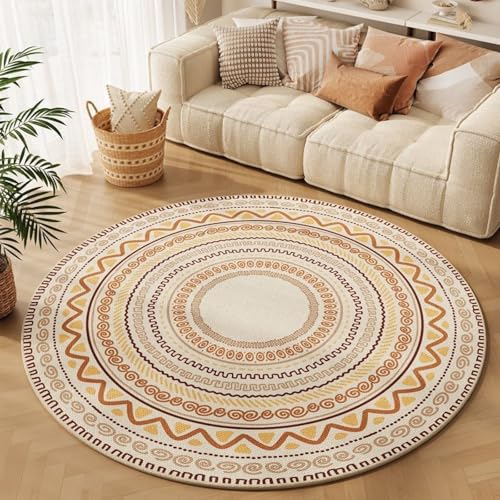 Outdoor Teppich Rund Mandala Gelb Beige Teppich Wohnzimmer Schlafzimmer Kinderzimmer Indoor Flauschiger Weich Anti Rutsch Dekoration Waschbare Teppiche Runde 40 cm von Homeyang