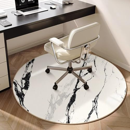 Outdoor Teppich Rund Marmor Schwarz Weiß Teppiche Wohnzimmer Schlafzimmer Kinderzimmer für Garten Terrasse Flauschiger Teppich Waschbar in Waschmaschine 40 cm von Homeyang