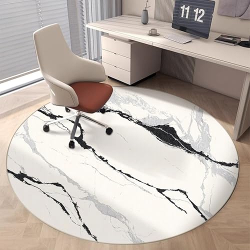 Outdoor Teppich Rund Marmor Schwarz Weiß Teppiche Wohnzimmer Schlafzimmer Kinderzimmer für Garten Terrasse Flauschiger Teppich Waschbar in Waschmaschine 40 cm von Homeyang