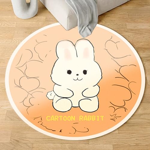 Outdoor Teppich Rund Nettes Orange Kaninchen Teppiche Wohnzimmer Schlafzimmer Kinderzimmer für Garten Terrasse Flauschiger Teppich Waschbar in Waschmaschine 40 cm von Homeyang
