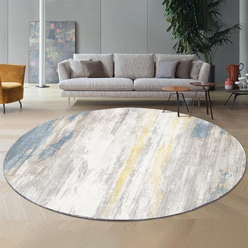 Outdoor Teppich Rund Retro Beige Blau Teppiche Wohnzimmer Schlafzimmer Kinderzimmer für Garten Terrasse Flauschiger Teppich Waschbar in Waschmaschine 40 cm von Homeyang
