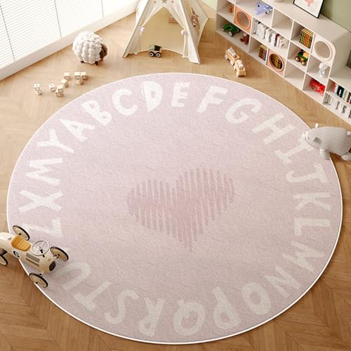 Outdoor Teppich Rund Rosa Herz Teppiche Wohnzimmer Schlafzimmer Kinderzimmer für Garten Terrasse Flauschiger Teppich Waschbar in Waschmaschine 40 cm von Homeyang
