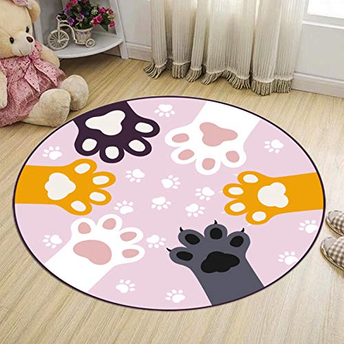 Outdoor Teppich Rund Rosa Katzenklauen Teppich Wohnzimmer Schlafzimmer Kinderzimmer Indoor Flauschiger Weich Anti Rutsch Dekoration Waschbare Teppiche Runde 40 cm von Homeyang
