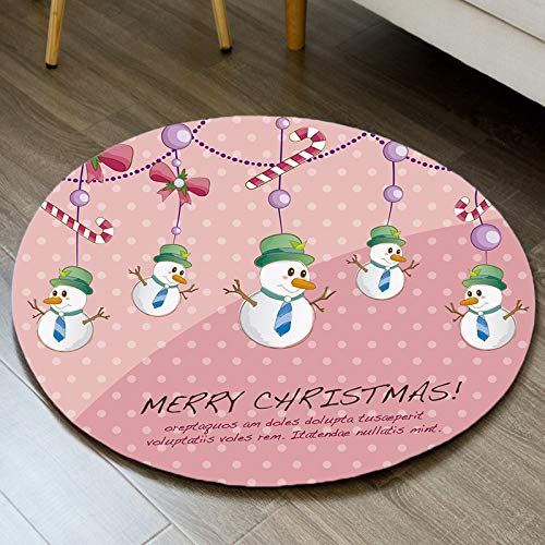 Outdoor Teppich Rund Rosa Schneemann Teppiche Wohnzimmer Schlafzimmer für Garten Terrasse Heimdekoration Flauschiger Teppich Waschbar in Waschmaschine 40 cm von Homeyang