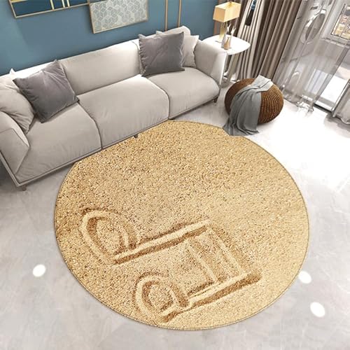 Outdoor Teppich Rund Sandgelbe Note Teppich Wohnzimmer Schlafzimmer Kinderzimmer Indoor Flauschiger Weich Anti Rutsch Dekoration Waschbare Teppiche Runde 40 cm von Homeyang