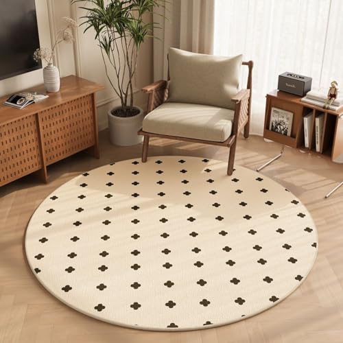 Outdoor Teppich Rund Schwarz Beige Drucken Teppich Wohnzimmer Schlafzimmer Kinderzimmer Indoor Flauschiger Weich Anti Rutsch Dekoration Waschbare Teppiche Runde 40 cm von Homeyang