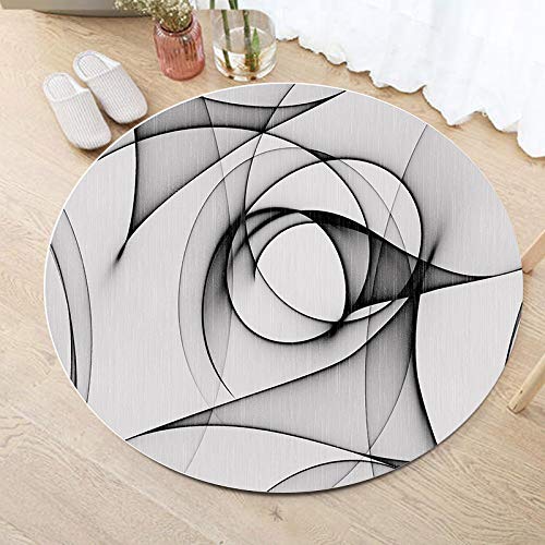 Outdoor Teppich Rund Schwarz Unregelmäßig Teppich Wohnzimmer Schlafzimmer Kinderzimmer Indoor Flauschiger Weich Anti Rutsch Dekoration Waschbare Teppiche Runde 80 cm von Homeyang