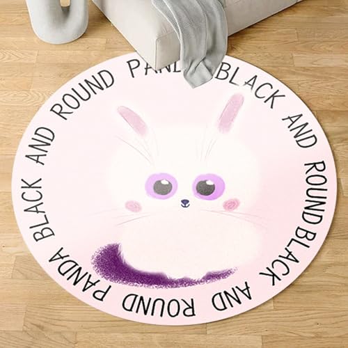 Outdoor Teppich Rund Tier Lila Weiß Teppiche Wohnzimmer Schlafzimmer Kinderzimmer für Garten Terrasse Flauschiger Teppich Waschbar in Waschmaschine 40 cm von Homeyang