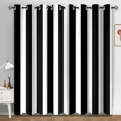 Schallschutz Vorhang Gestreift Schwarz Weiß Gardinen Polyester Vorhänge Waschbar Verdunklungsvorhänge Curtains Living Room Schlafzimmer Thermovorhang Vorhang Blickdicht 2x140x250 cm von Homeyang