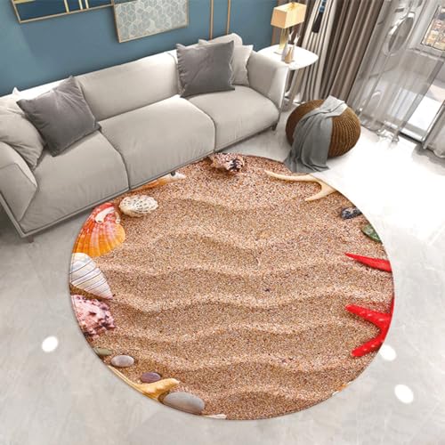 Teppich Rund 100cm Rotbraun Strand Outdoor Teppich Rund Flauschiger Indoor Wohnzimmer Schlafzimmer Kinderzimmer Dekoration Balkonteppich Waschbar Runde Teppiche von Homeyang