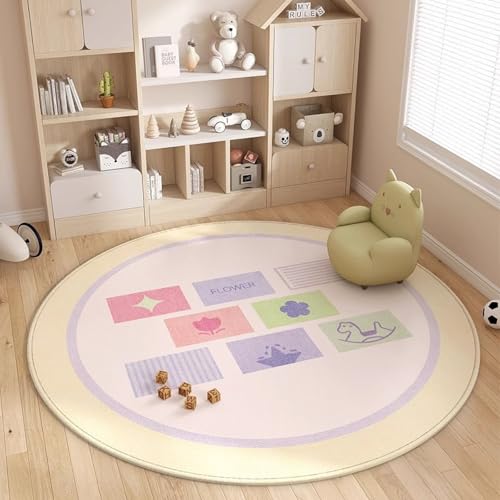 Teppich Rund 120 Lila Grüne Blumen Outdoor Teppich Rund Flauschiger Indoor Wohnzimmer Schlafzimmer Kinderzimmer Dekoration Balkonteppich Waschbar Runde Teppiche von Homeyang