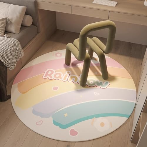 Teppich Rund 120 Regenbogen Rosa Gelb Outdoor Teppich Rund Flauschiger Indoor Wohnzimmer Schlafzimmer Kinderzimmer Dekoration Balkonteppich Waschbar Runde Teppiche von Homeyang
