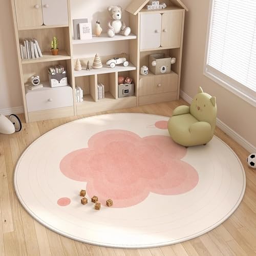 Teppich Rund 120 Rosa Beige Blumen Outdoor Teppich Rund Flauschiger Indoor Wohnzimmer Schlafzimmer Kinderzimmer Dekoration Balkonteppich Waschbar Runde Teppiche von Homeyang