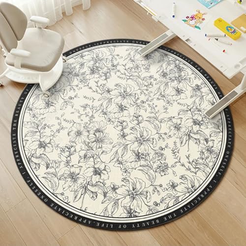 Teppich Rund Elegante Schwarze Blumen Waschbarer Teppich Wohnzimmer Schlafzimmer Weich Anti Rutsch Dekoration für Indoor Outdoor Balkonteppich Wohnzimmerteppich 60 cm Teppich Rund Elegante Schwarze Blumen Waschbarer Teppich Wohnzimmer Schlafzimmer Weich Anti Rutsch Dekoration für Indoor Outdoor Balkonteppich Wohnzimmerteppich 60 cm von Homeyang
