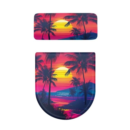 Toilettendeckel Blauer Bergbaum WC Deckelbezug Polyester Universal Waschbar mit Elastikrand Toilettenbrille Toilettenwassertank Schutzabdeckung Toilettendeckelbezug (4 Stück) von Homeyang