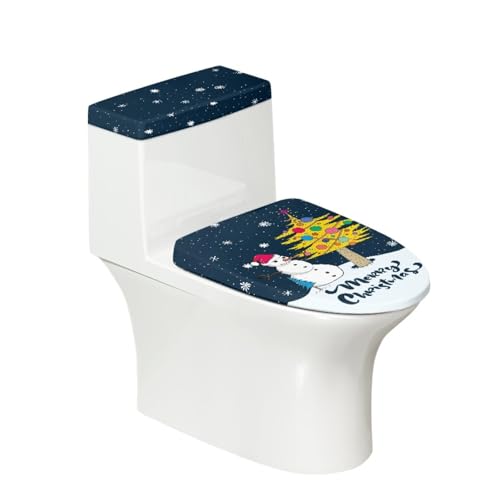 Toilettendeckel Dunkelblauer Baum WC Deckelbezug Polyester Universal Waschbar mit Elastikrand Toilettenbrille Toilettenwassertank Schutzabdeckung Toilettendeckelbezug (4 Stück) von Homeyang