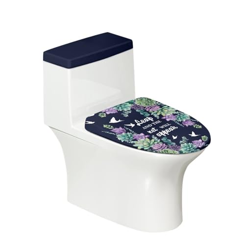 Toilettendeckel Dunkelviolette Pflanzen WC Deckelbezug Polyester Universal Waschbar mit Elastikrand Toilettenbrille Toilettenwassertank Schutzabdeckung Toilettendeckelbezug (4 Stück) von Homeyang
