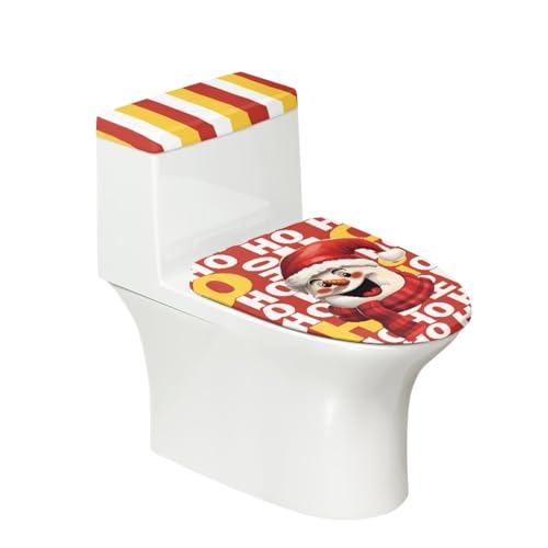 Toilettendeckel Gelb Roter Schneemann WC Deckelbezug Polyester Universal Waschbar mit Elastikrand Toilettenbrille Toilettenwassertank Schutzabdeckung Toilettendeckelbezug (4 Stück) von Homeyang