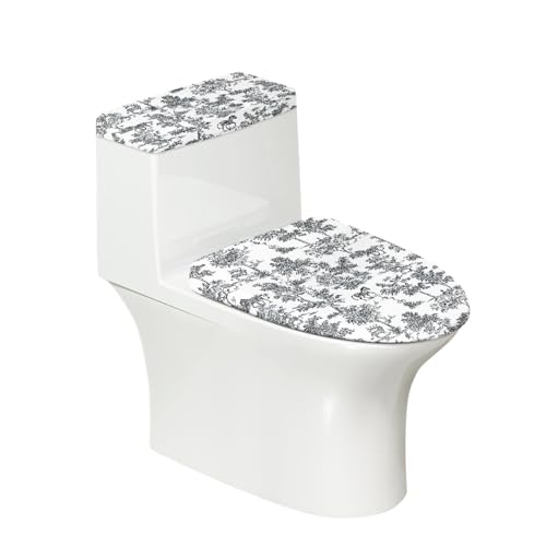 Toilettendeckel Graue Dschungeltiere WC Deckelbezug Polyester Universal Waschbar mit Elastikrand Toilettenbrille Toilettenwassertank Schutzabdeckung Toilettendeckelbezug (2 Stück) von Homeyang