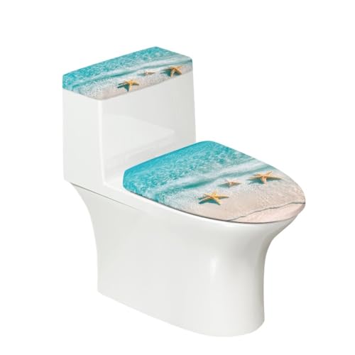Toilettendeckel Grün Gelb Fischstern WC Deckelbezug Polyester Universal Waschbar mit Elastikrand Toilettenbrille Toilettenwassertank Schutzabdeckung Toilettendeckelbezug (2 Stück) von Homeyang
