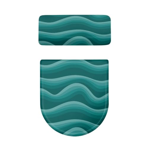Toilettendeckel Ripple Grün WC Deckelbezug Polyester Universal Waschbar mit Elastikrand Toilettenbrille Toilettenwassertank Schutzabdeckung Toilettendeckelbezug (4 Stück) von Homeyang
