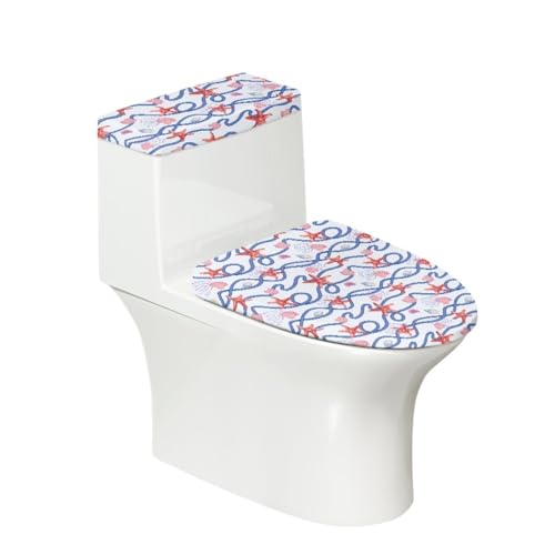 Toilettendeckel Seestern Orange WC Deckelbezug Polyester Universal Waschbar mit Elastikrand Toilettenbrille Toilettenwassertank Schutzabdeckung Toilettendeckelbezug (4 Stück) von Homeyang