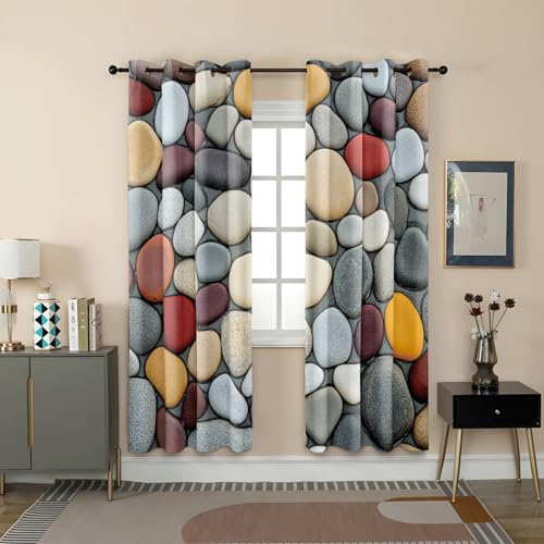 Verdunklungsvorhänge Beige Grauer Stein Gardinen Wohnzimmer Schlafzimmer Polyester Waschbar Vorhänge Blickdicht Thermovorhang mit ösen 2er Schallschutz Vorhang 2x140x250 cm von Homeyang