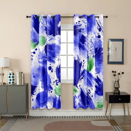 Verdunklungsvorhänge Graffiti Lila Grün Gardinen Wohnzimmer Schlafzimmer Polyester Waschbar Vorhänge Blickdicht Thermovorhang mit ösen 2er Schallschutz Vorhang 2x75x166 cm von Homeyang