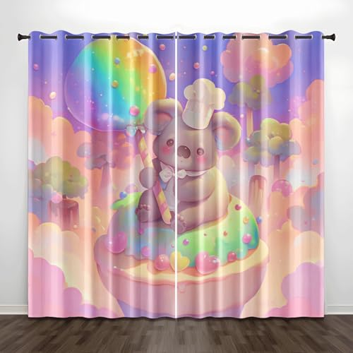 Verdunklungsvorhänge Grün Lila Lollipop Gardinen Wohnzimmer Schlafzimmer Polyester Waschbar Vorhänge Blickdicht Thermovorhang mit ösen 2er Schallschutz Vorhang 2x110x215 cm von Homeyang