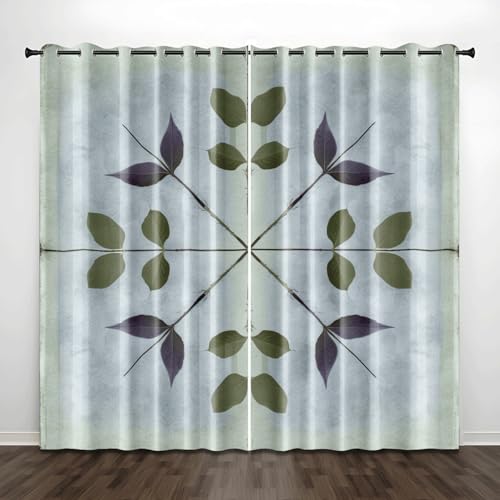 Verdunklungsvorhänge Grünes Pfeilblatt Gardinen Wohnzimmer Schlafzimmer Polyester Waschbar Vorhänge Blickdicht Thermovorhang mit ösen 2er Schallschutz Vorhang 2x110x215 cm von Homeyang