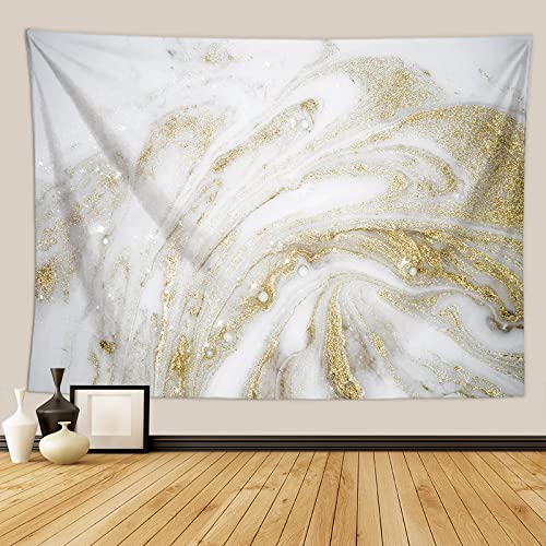 Wandteppich Goldgrauer Marmor Wandtuch Polyester Stoff Waschbar Tapestry für Kinder Schlafzimmer Wohnzimmer Wohnheim Wand Dekor Wand Teppiche Aesthetic Wandbehang 150x100 cm von Homeyang