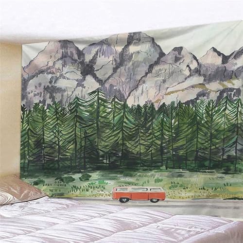 Wandteppich Grey Mountain Green Wandbehang Weich Wandteppiche Wandkunst für Schlafzimmer Wohnzimmer Wandtuch Waschbar Wandteppich Aesthetic Wohnkultur Tapestry (100x75cm) von Homeyang