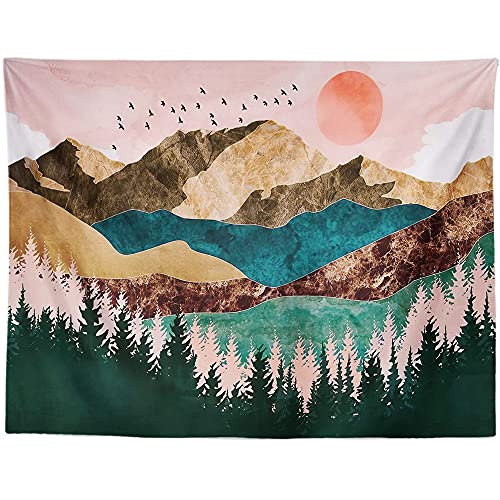 Wandteppich Pink Sun Mountain Wandbehang Weich Wandteppiche Wandkunst für Schlafzimmer Wohnzimmer Wandtuch Waschbar Wandteppich Aesthetic Wohnkultur Tapestry 100x75 cm von Homeyang