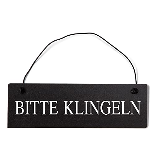 Deko Shabby Chic Schild Bitte klingeln in schwarz Vintage Holz Türschild mit Draht von Homeyourself