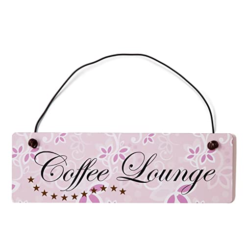 Deko Shabby Chic Schild Coffee Lounge in pink Vintage Holz Türschild mit Draht von Homeyourself